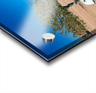 Classic car wreck in Namibias desert landscape near a structure Acrylic print