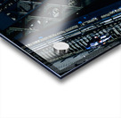 Man walks on bridge with cars below Acrylic print