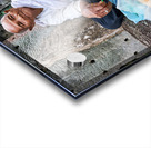 Elderly person selling goods at ancient temple ruins. Acrylic print