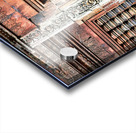 Ancient temple wall with intricate reddish stone carvings and co Acrylic print