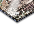 Weathered stone face carving from an ancient temple. Acrylic print