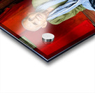 Elderly person sitting on floor in rustic dwelling. Acrylic print