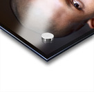 Young Buddhist monk in orange robe close up portrait. Acrylic print