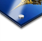 Golden temples and a grey stupa under a clear blue sky. Acrylic print