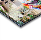 Monk with colorful textiles on a motorcycle. Acrylic print