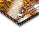 Golden Buddha statues and offerings in an ornate temple. Acrylic print