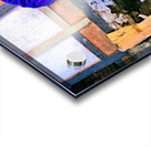 Smiling elderly woman in traditional dress leaning on wooden tab Acrylic print