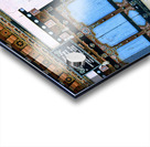 Phallus painting on a building wall with windows and shop sign. Acrylic print