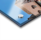 Visitors walk through Colmar on sunny day near timber framed hou Acrylic print