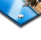 Visit to Omaha Beach in Normandy France with memorial sculpture Acrylic print