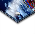 Colorful Tibetan tent with people under a cloudy sky in Tibet Acrylic print