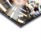 Smiling fishmongers hold fresh fish at market in Dubai UAE Acrylic print