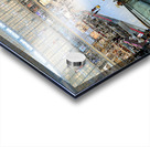 Busy shopping mall in Dubai with escalators and various stores Acrylic print