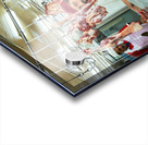 Butchers work at a busy meat market in Dubai UAE preparing fresh Acrylic print