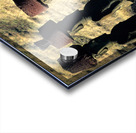 Easter Island Moai statues with red hats on a hillside. Acrylic print