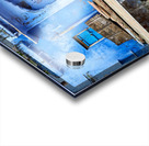 Decorated painted house in Bundi with a boy standing outside Acrylic print