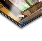 Domenico Caso stands in front of his workshop in Naples Campania Acrylic print