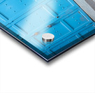 Portrait of a beggar sitting by a blue door in Fez Morocco Acrylic print