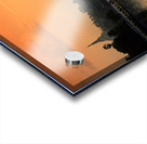 Sunset over the water in Yangon with palm trees and buildings Acrylic print