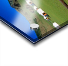 Ger tents in the grassy fields of Mongolia under clear skies Acrylic print