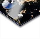 Human skeleton partially buried in rocky terrain. Acrylic print