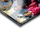 Smiling children and youth gather by a fountain. Acrylic print