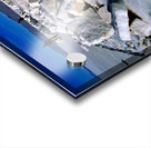 Explorers on a salt flat with salt blocks and water. Acrylic print