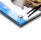 Cactus island in a vast white salt flat under blue sky. Acrylic print