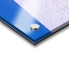 Van driving across vast white salt flat under blue sky. Acrylic print