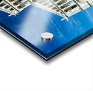 Visitors walk around Pisa Cathedral in Piazza dei Miracoli. The tall structure stands under a blue sky. People enjoy the lively atmosphere. Acrylic print