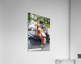 India Rajasthan Udaipur. A beautiful smiling girl on a scooter Acrylic Print