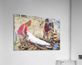 India. Varanasi Benares Uttar Pradesh. The sacred rite of hindu cremations by the river Ganges Acrylic Print