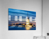 Istanbul Turkey. The Maidens tower on the Bosphorus and Blue Mosque Hagia Sophia at sunset Acrylic Print