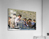 Pakistan. People travelling on the roof of a van Acrylic Print