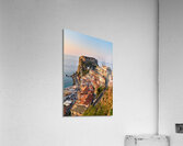 The city of Scilla Calabria Italy. Elevated view of the Ruffo castle at sunset Acrylic Print