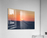Tropea Calabria Italy. The sun sets in the crater mouth of Stromboli volcano Acrylic Print