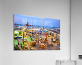 Salento. Apulia Puglia Italy. Gallipoli. Fish restaurants at the harbour Acrylic Print