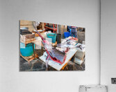 Piscaria the street daily market in Catania Sicily Italy. Fresh fish meat vegetables Acrylic Print