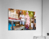 Piscaria the street daily market in Catania Sicily Italy. Fresh fish meat vegetables Acrylic Print