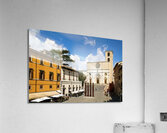 Todi Umbria Italy. Concattedrale della Santissima Annunziata. Cathedral. Piazza del Popolo. The statue Quattro Stele by Arnaldo Pomodoro Acrylic Print