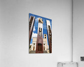 Todi Umbria Italy. Concattedrale della Santissima Annunziata. Cathedral. Piazza del Popolo. The statue Quattro Stele by Arnaldo Pomodoro Acrylic Print