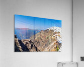 Picturesque Santorini: white village blue sea volcanic cliffs. Acrylic Print