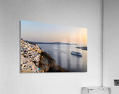 Santorini village and cruise ship at sunset. Acrylic Print