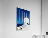 Santorini windmill and white architecture overlooking the blue s Acrylic Print