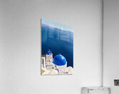 Santorinis blue domes and caldera view. Acrylic Print