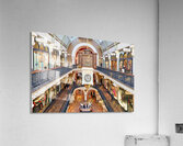 Elegant Victorian shopping arcade with clock tower and shoppers. Acrylic Print