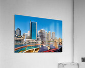 Ferry passengers enjoy city skyline view. Acrylic Print