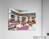 Grand library in Sydney with tall bookshelves and study areas Acrylic Print