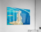 Aerial view of coral reefs and boats in turquoise ocean. Acrylic Print