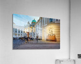 Illuminated Hofburg Palace Vienna with people and horse carria Acrylic Print